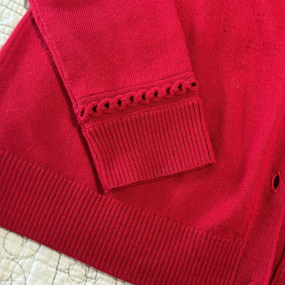 Brooks Brothers Saxxon Wool Red Button Down Sweater - Picture 10 of 12